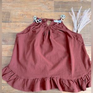 HYFVE Boutique Chocolate halter top with chain detail Romantic Femenine Resort